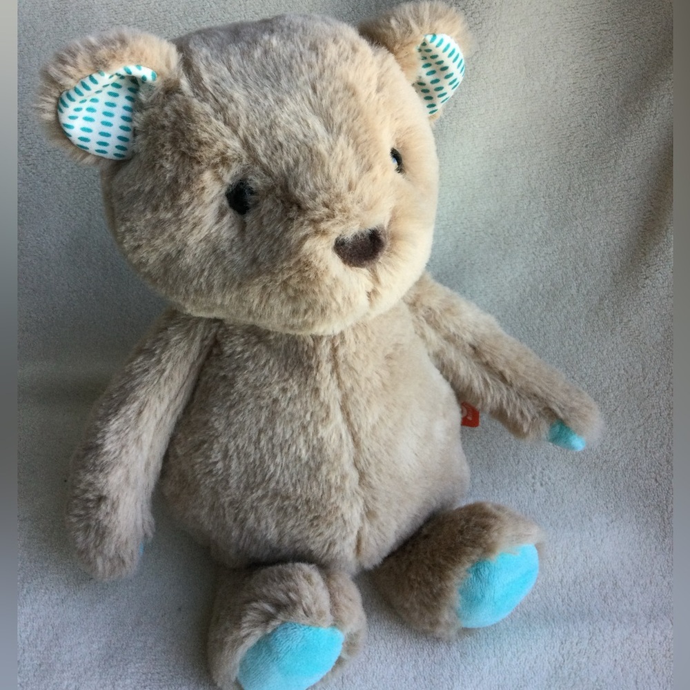 B Toy Softies Plush Happyhues Cara Mellow Bear Stuffed Animal Toy Teal Paws Feet